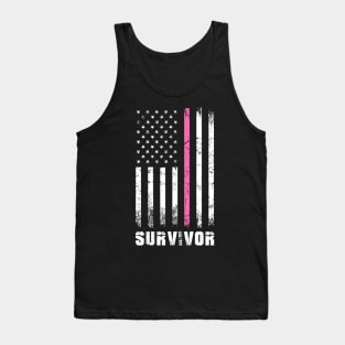 Breast Cancer Survivor - Thin Pink Line Flag Tank Top